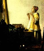 Jan Vermeer ung dam ned parlhalsband Spain oil painting artist